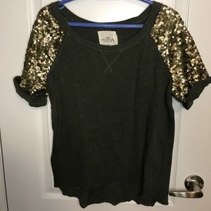 Sequins short sleeve sweatshirt top